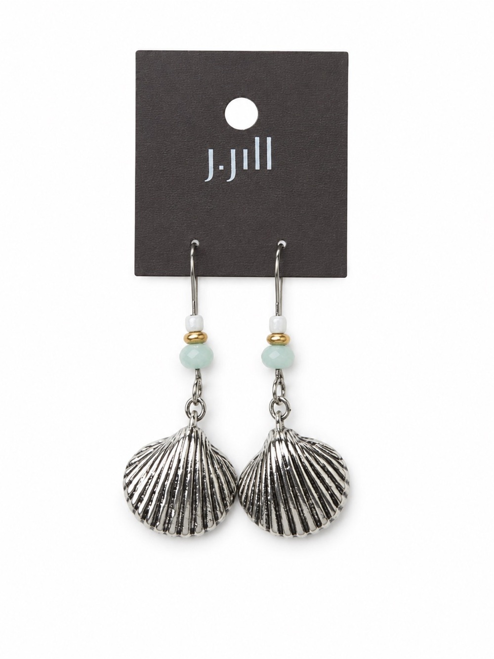 J. Jill Silver Tone Seashell Dangle Earrings Beach Coastal Boho